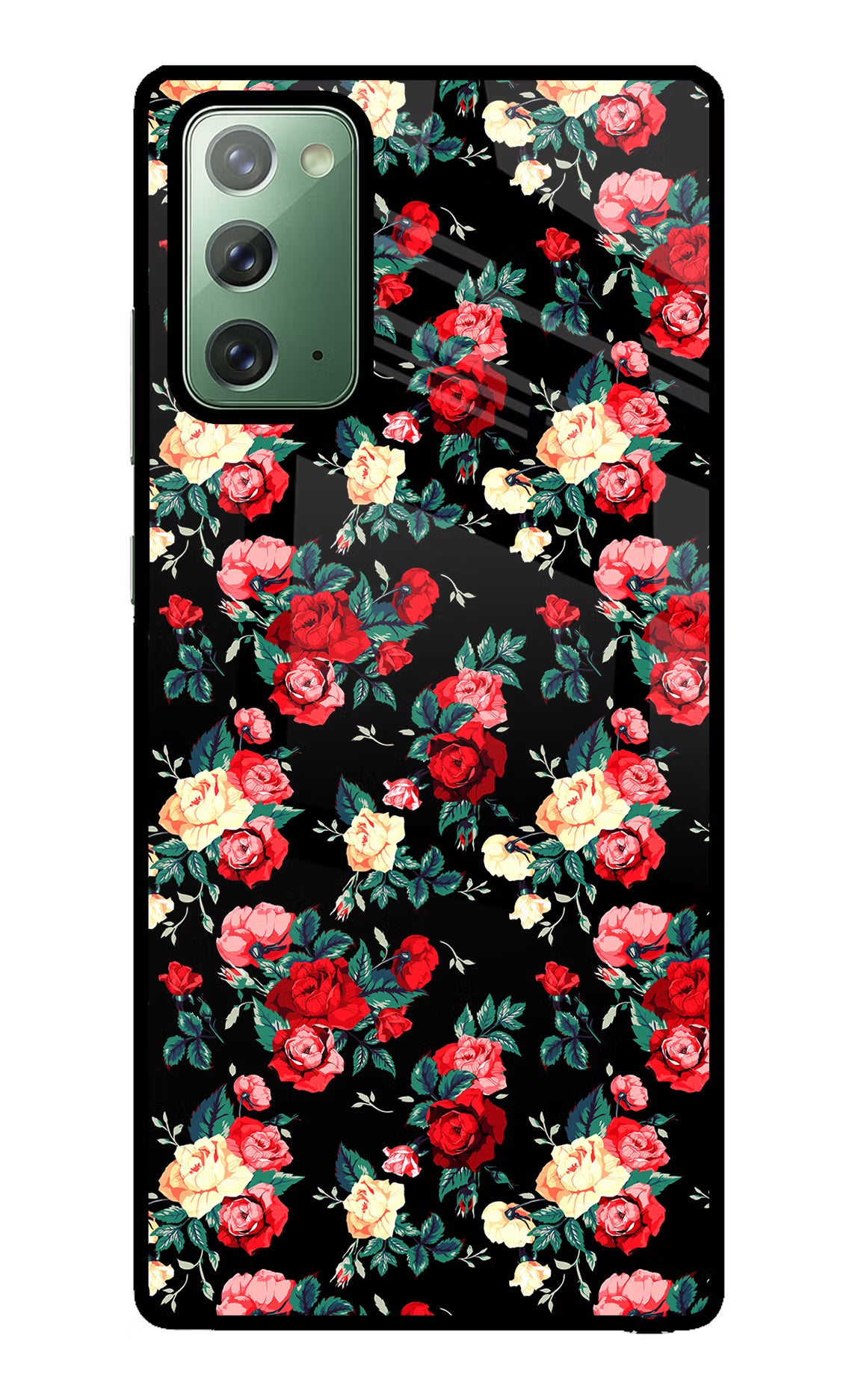 Rose Pattern Samsung Note 20 Glass Case Back Cover by Casekaro