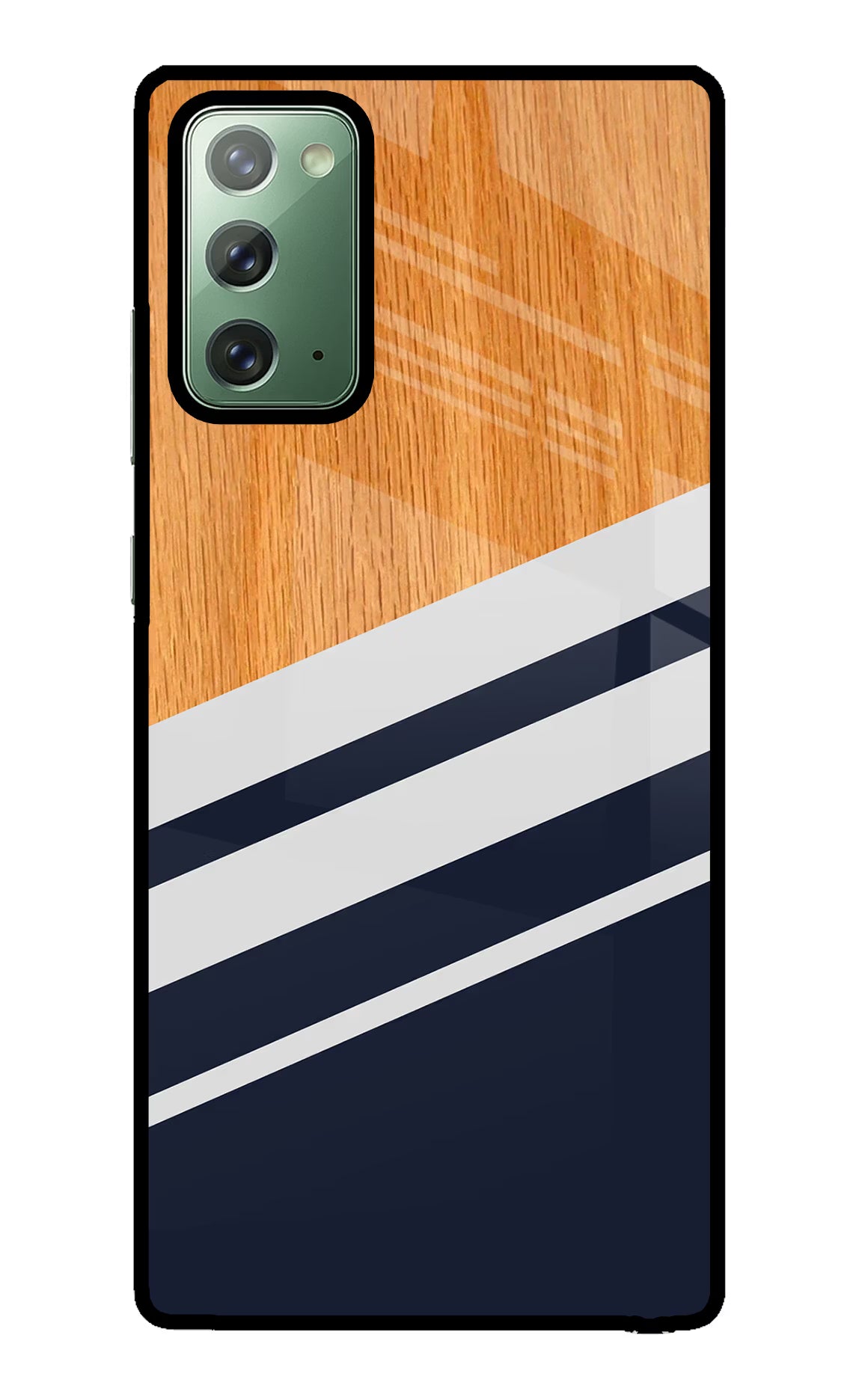 Blue and white wooden Samsung Note 20 Glass Case