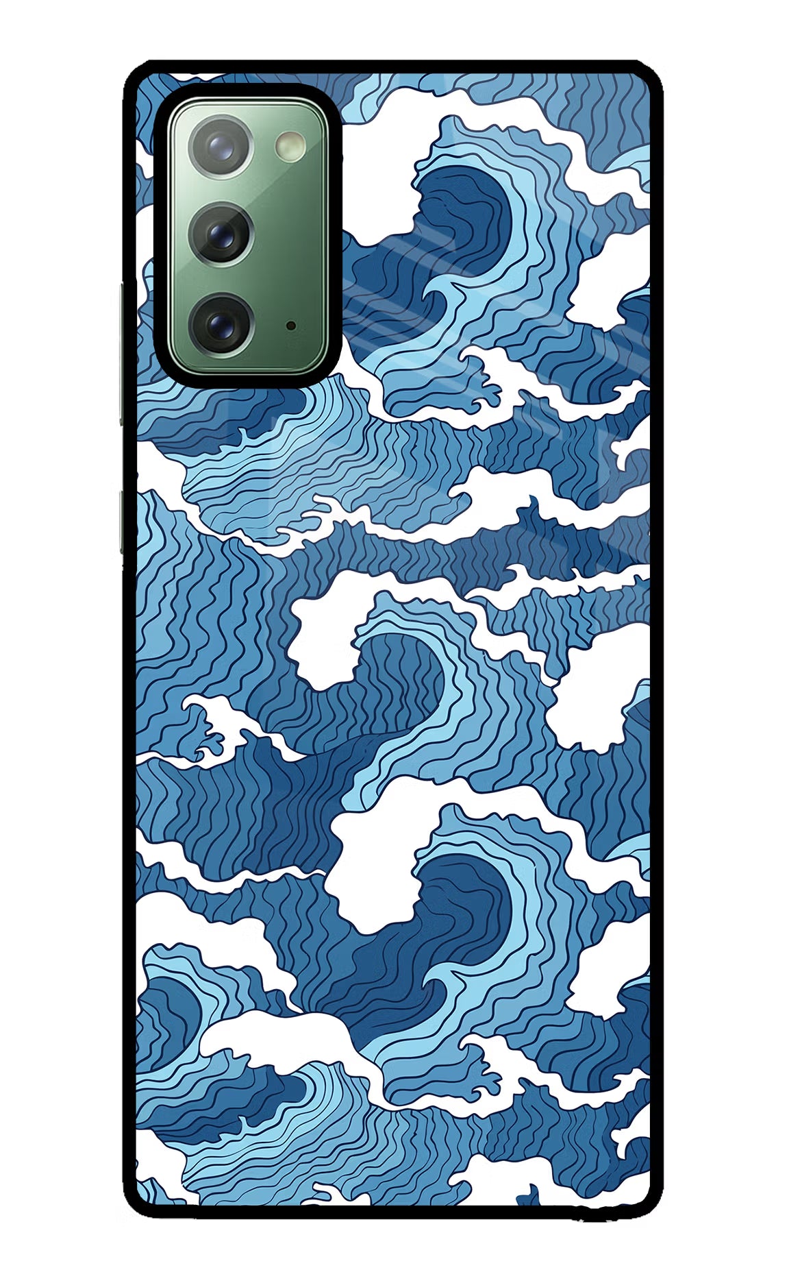Blue Waves Samsung Note 20 Glass Case Back Cover by Casekaro