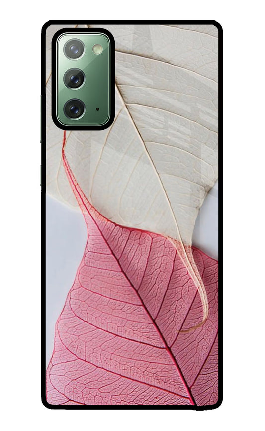 White Pink Leaf Samsung Note 20 Glass Case