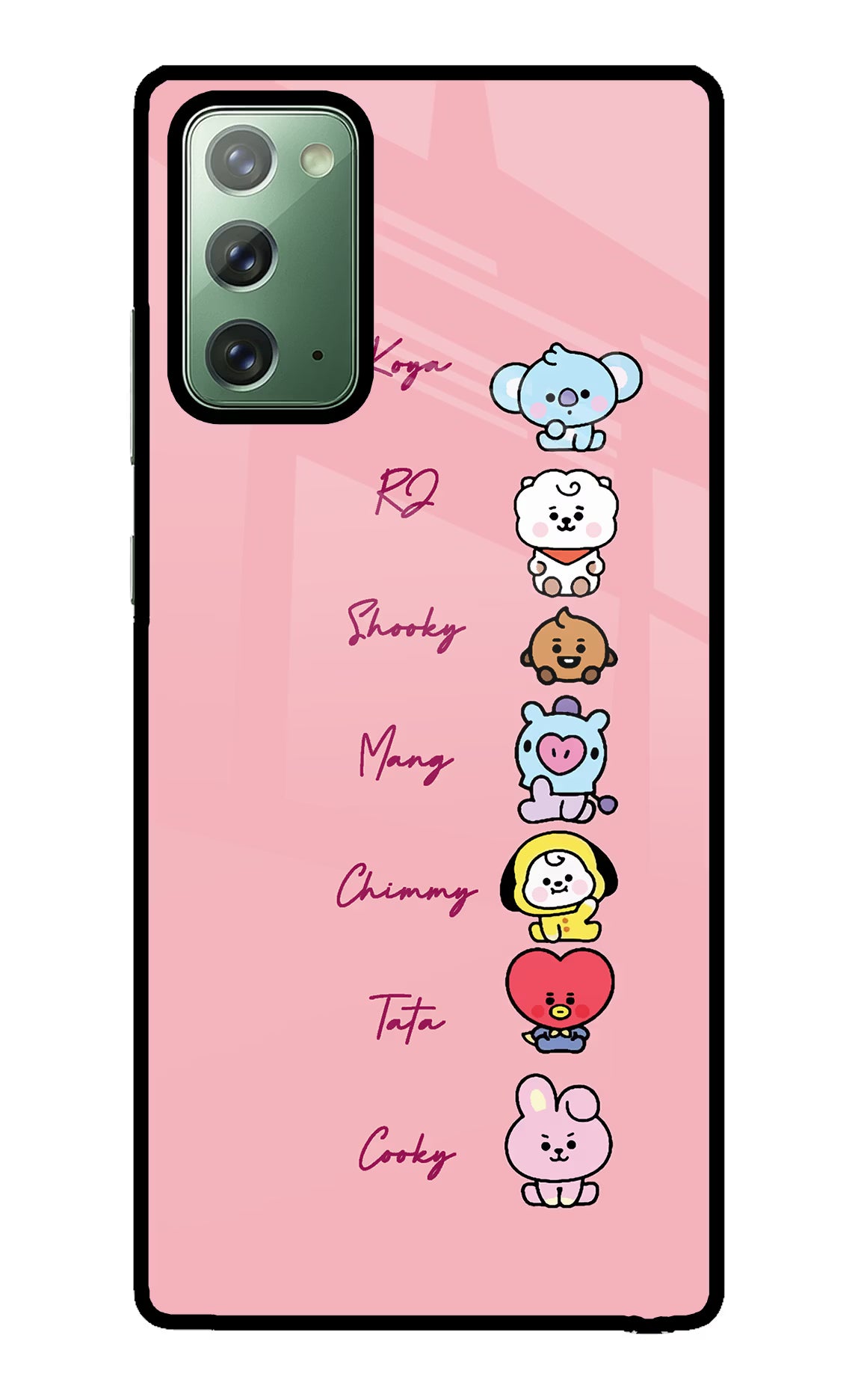 BTS names Samsung Note 20 Glass Case Back Cover by Casekaro