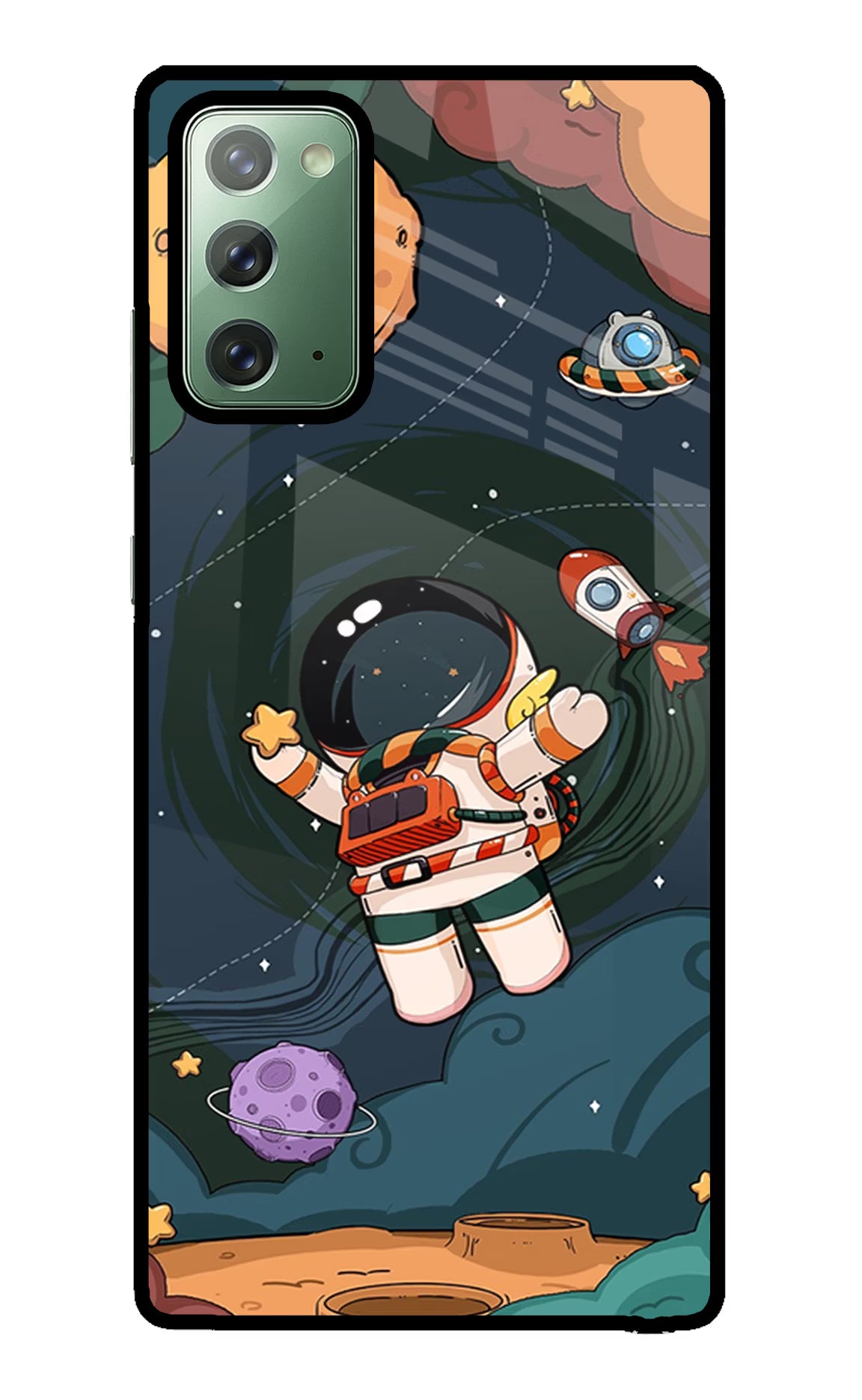 Cartoon Astronaut Samsung Note 20 Glass Case
