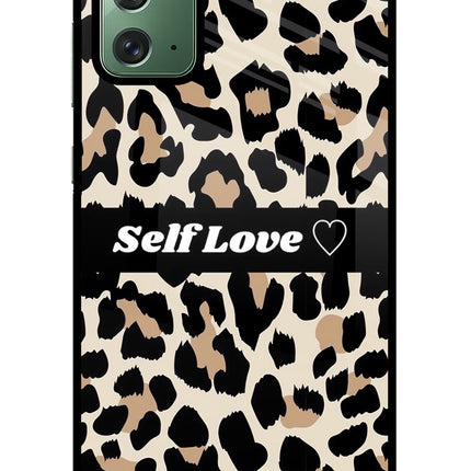 Leopard Print Self Love Samsung Note 20 Glass Case Back Cover by Casekaro