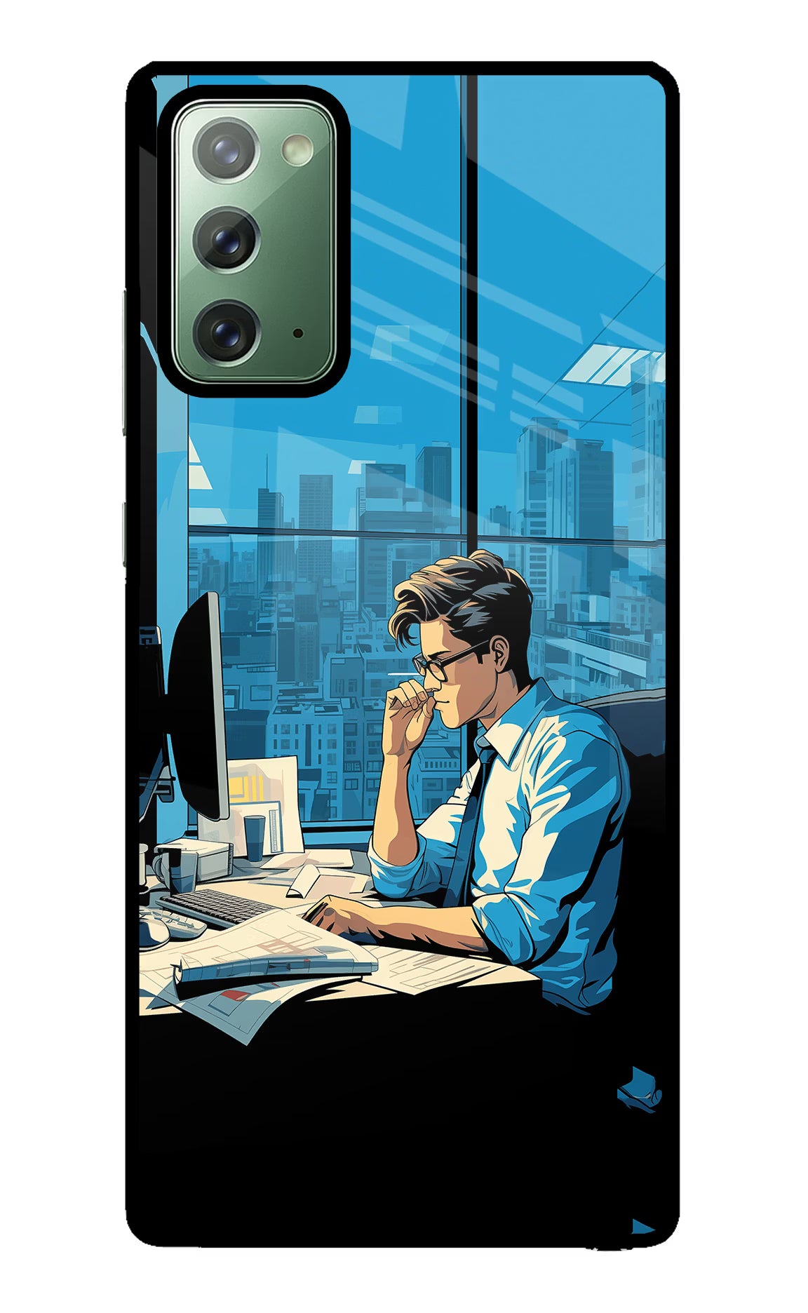 Focused Hustler (AI Generated) Samsung Note 20 Glass Case Back Cover by Casekaro