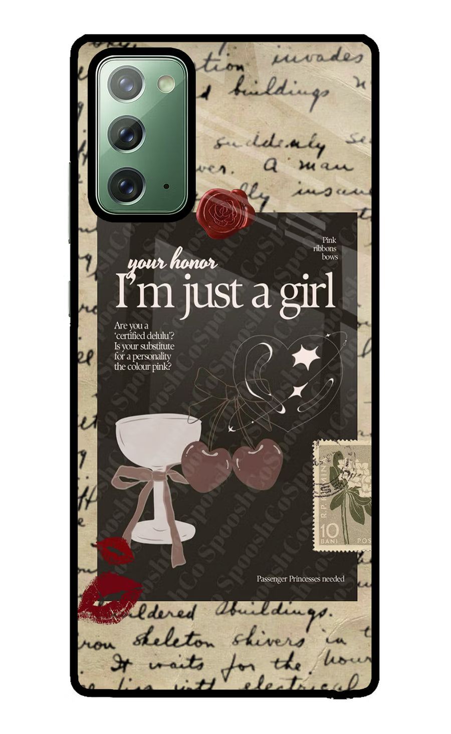 I am just a girl Samsung Note 20 Back Cover, Glass case