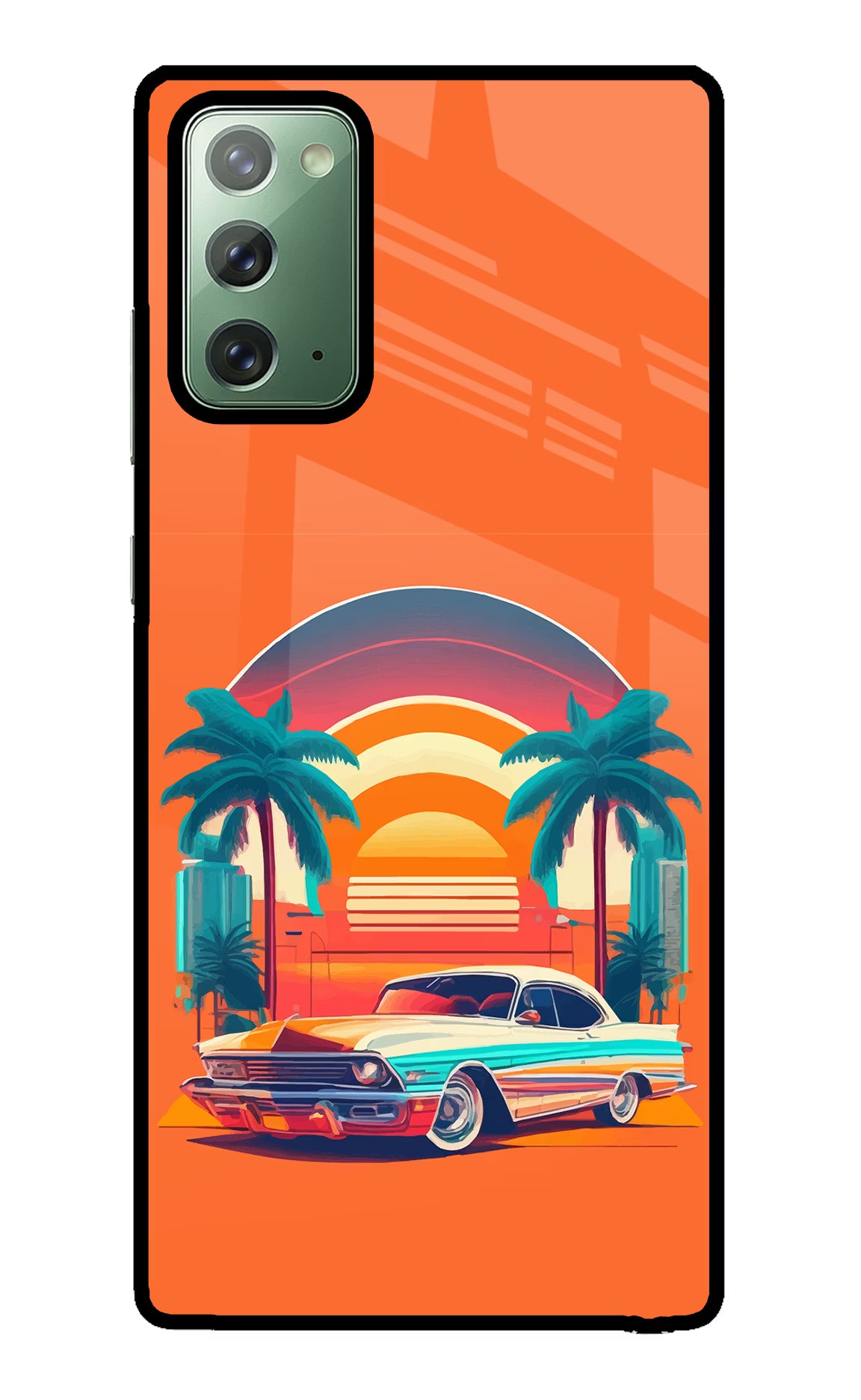 Palm Drive 80s Samsung Note 20 Glass Case Back Cover by Casekaro