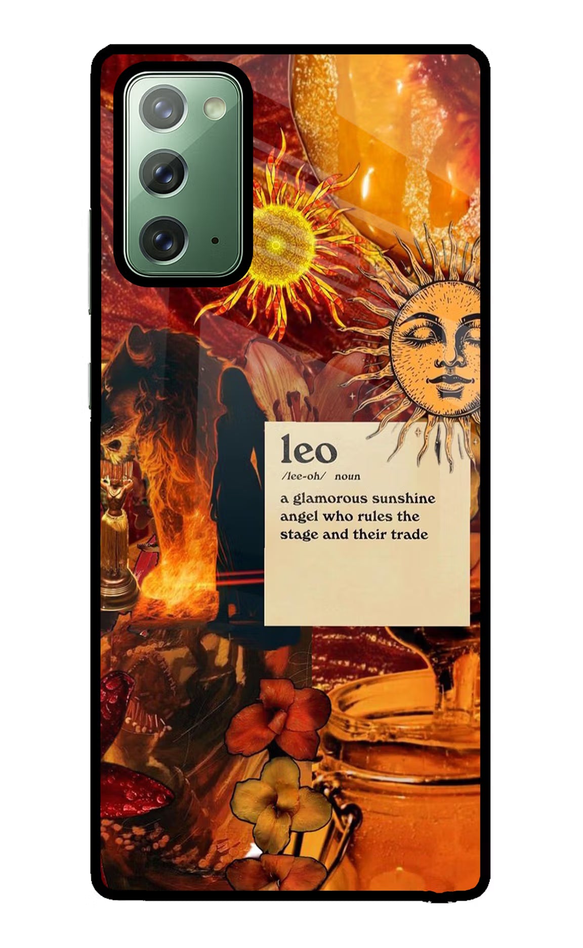 Leo Zodiac Samsung Note 20 Glass Case Back Cover by Casekaro