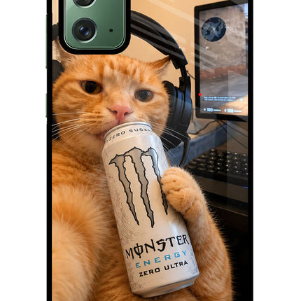 Gamer Cat Energy Samsung Note 20 Glass Case
