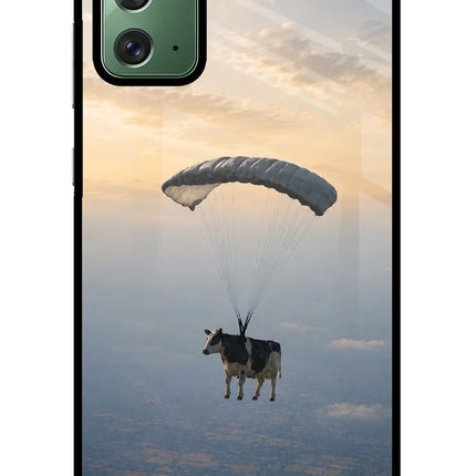 Skydiving Cow Samsung Note 20 Glass Case