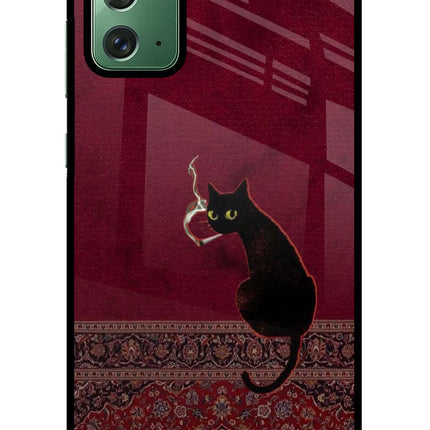 Midnight Cat Samsung Note 20 Glass Case Back Cover by Casekaro