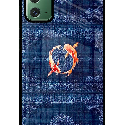 Koi Blue Samsung Note 20 Glass Case Back Cover by Casekaro