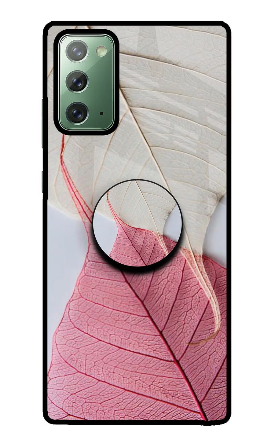 White Pink Leaf Samsung Note 20 Pop Case, Glass case