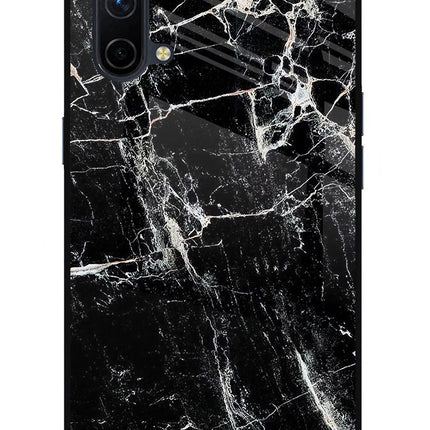 Black Marble Texture Oneplus Nord CE 5G Glass Case Back Cover by Casekaro