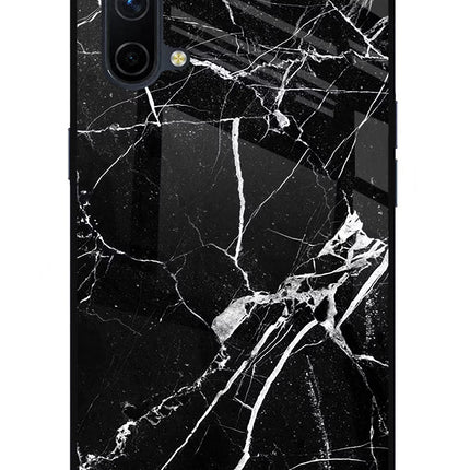 Black Marble Pattern Oneplus Nord CE 5G Glass Case Back Cover by Casekaro