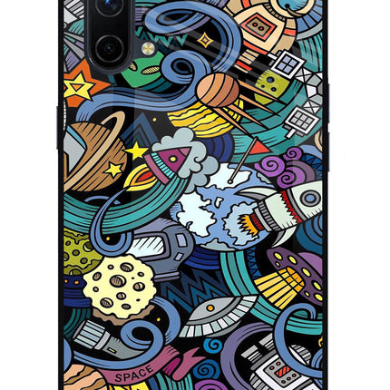 Space Abstract Oneplus Nord CE 5G Glass Case Back Cover by Casekaro