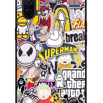 Sticker Bomb Oneplus Nord CE 5G Glass Case Back Cover by Casekaro
