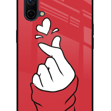 Korean Love Sign Oneplus Nord CE 5G Glass Case Back Cover by Casekaro
