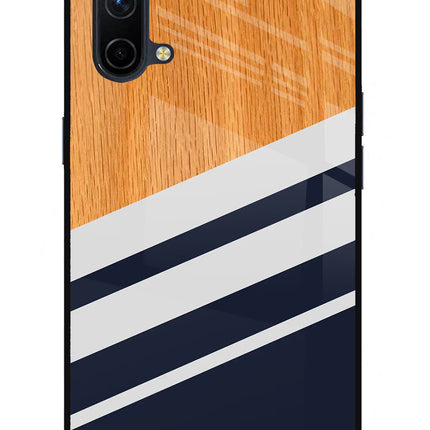 Blue and white wooden Oneplus Nord CE 5G Glass Case Back Cover by Casekaro