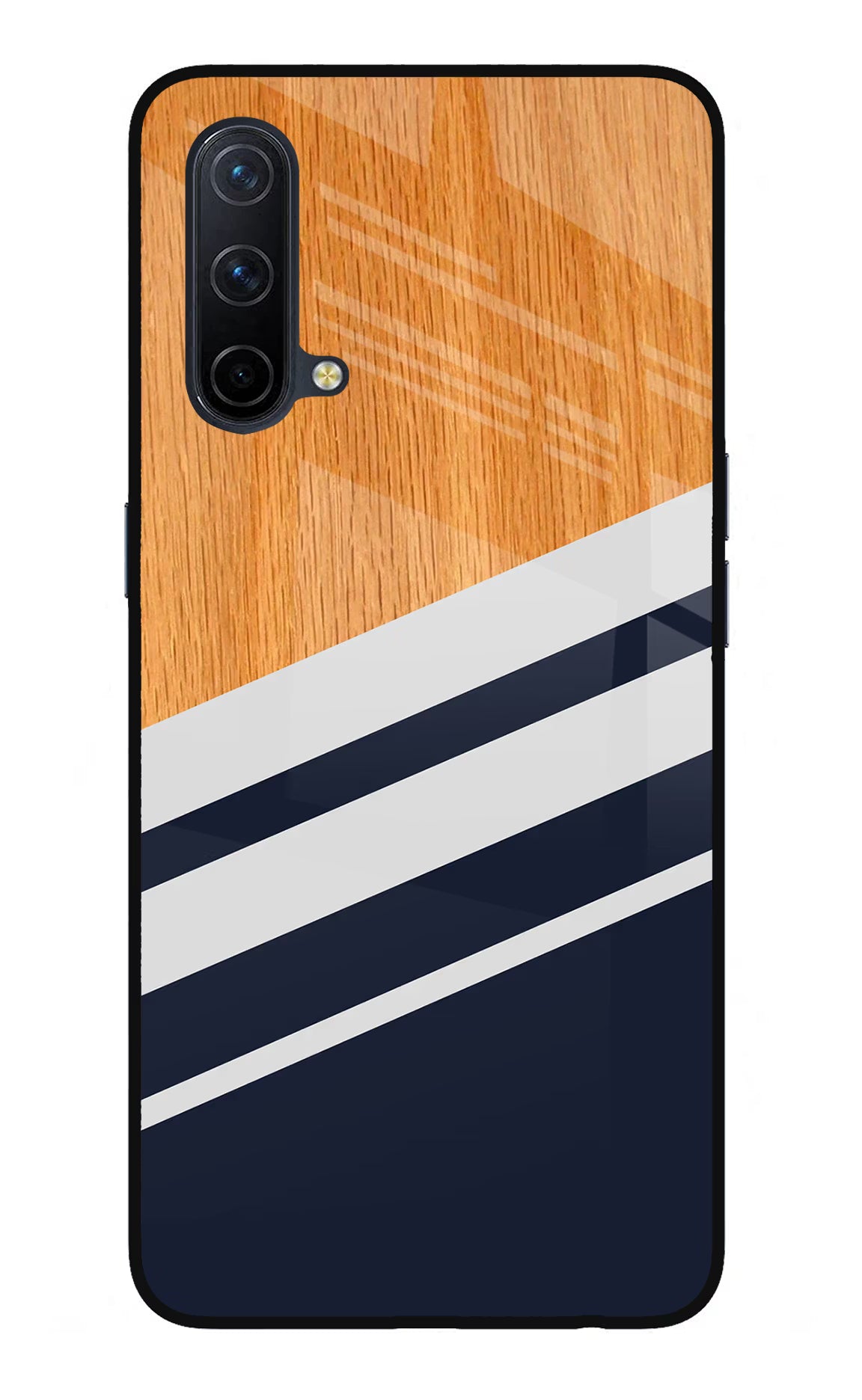 Blue and white wooden Oneplus Nord CE 5G Glass Case Back Cover by Casekaro