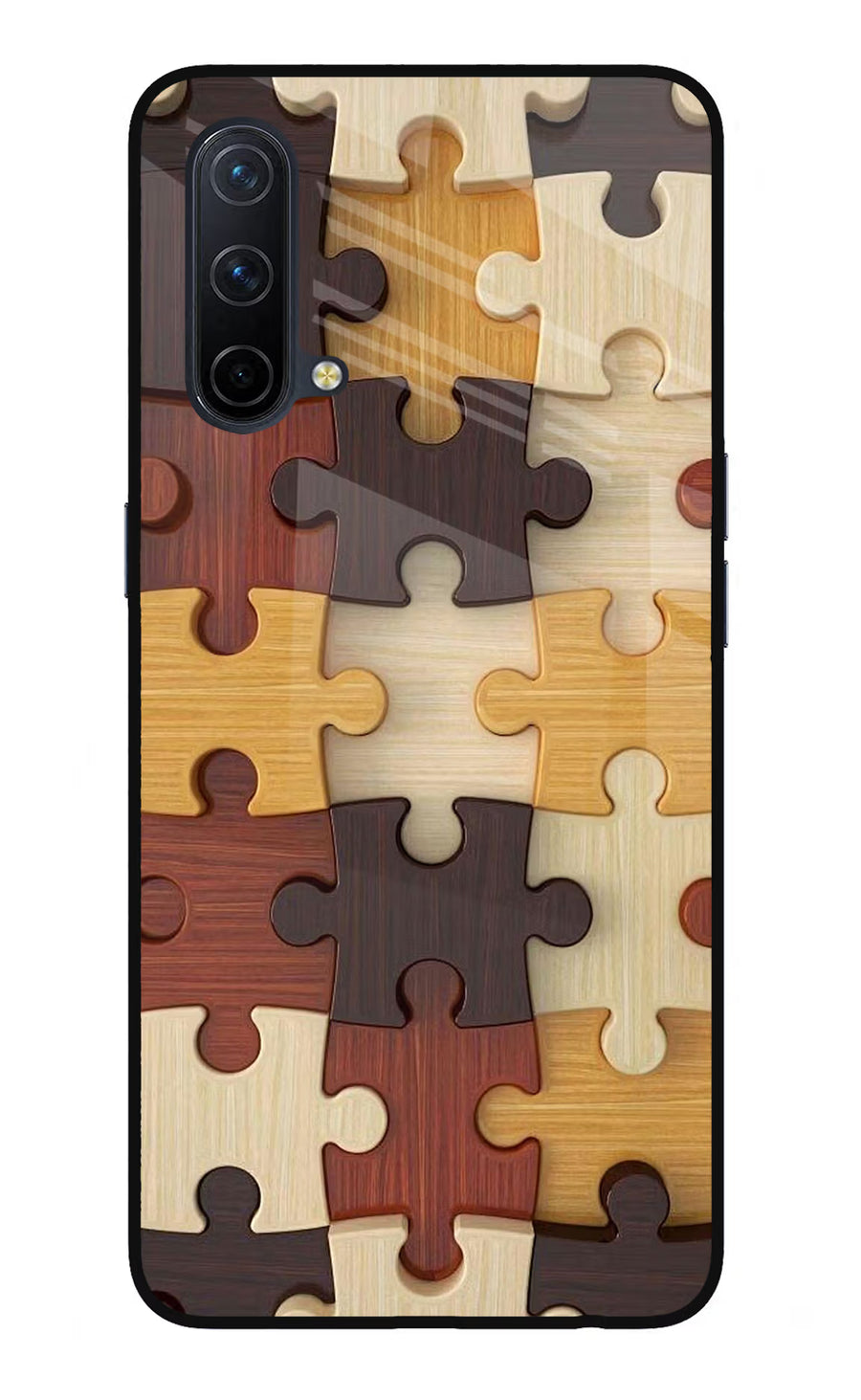 Wooden Puzzle Oneplus Nord CE 5G Back Cover, Glass case