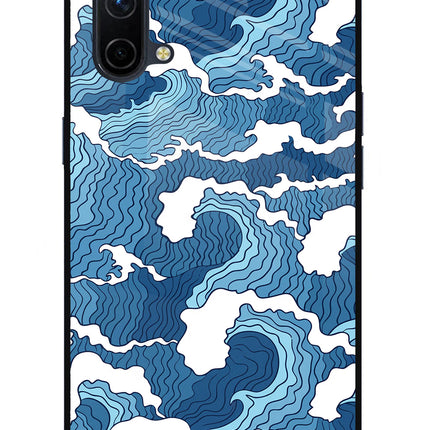 Blue Waves Oneplus Nord CE 5G Glass Case Back Cover by Casekaro