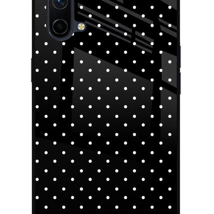 White Dots Oneplus Nord CE 5G Glass Case Back Cover by Casekaro