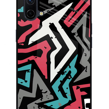 Geometric Graffiti Oneplus Nord CE 5G Glass Case Back Cover by Casekaro