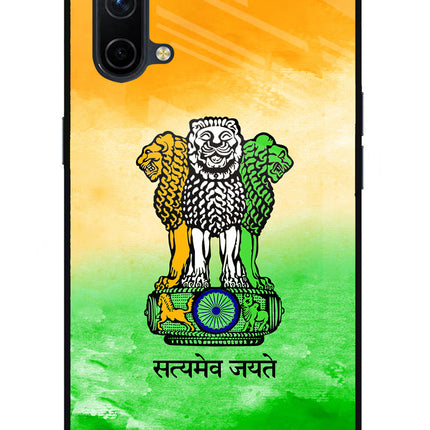 Satyamev Jayate Flag Oneplus Nord CE 5G Glass Case Back Cover by Casekaro