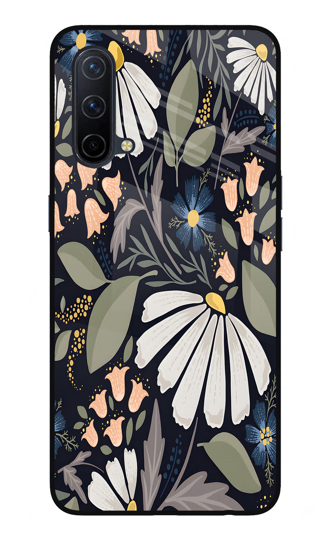 Flowers Art Oneplus Nord CE 5G Glass Case Back Cover by Casekaro