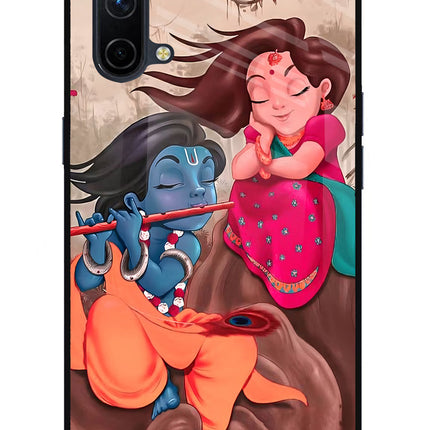 Radhe Krishna Oneplus Nord CE 5G Glass Case Back Cover by Casekaro