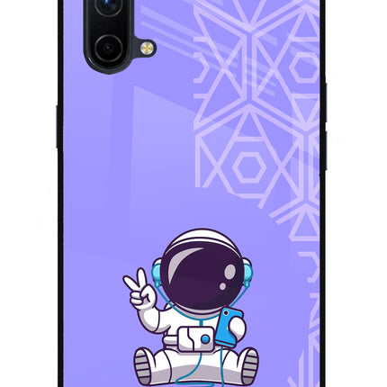 Cute Astronaut Chilling Oneplus Nord CE 5G Glass Case Back Cover by Casekaro