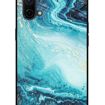 Blue Glitter Marble Oneplus Nord CE 5G Glass Case