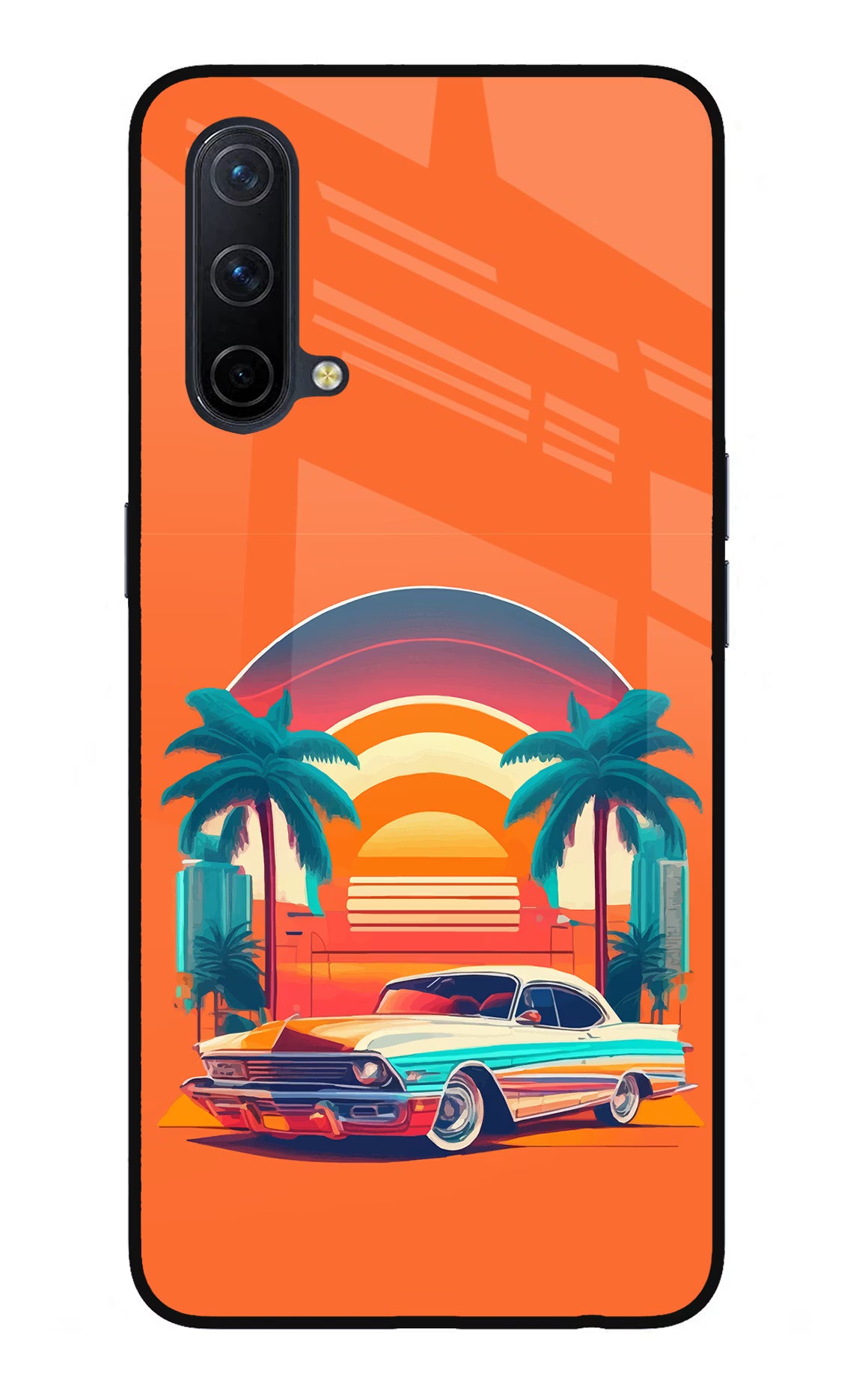 Palm Drive 80s Oneplus Nord CE 5G Glass Case Back Cover by Casekaro