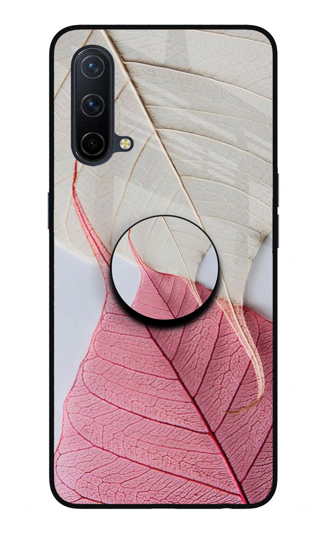 White Pink Leaf Oneplus Nord CE 5G Glass Case
