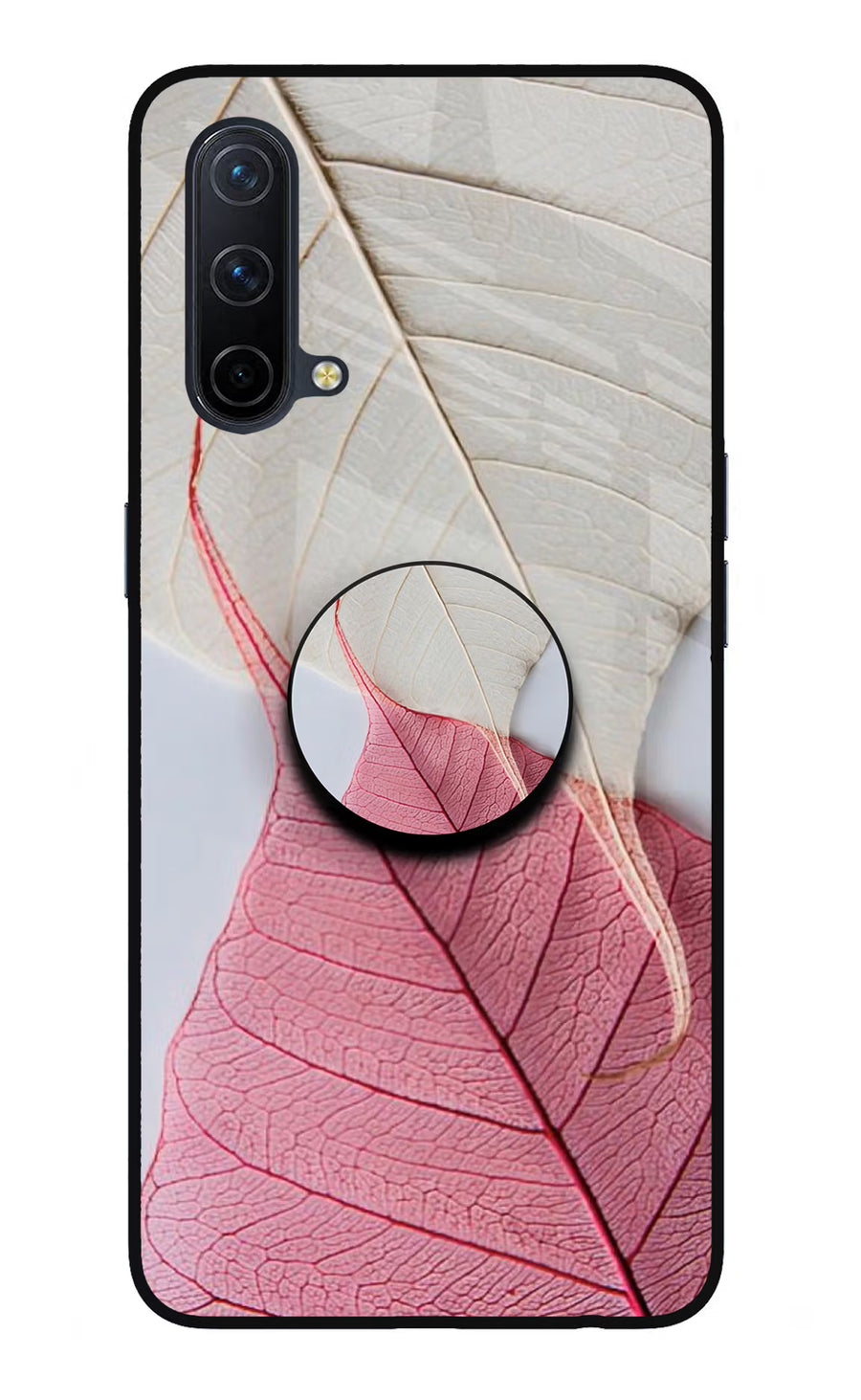 White Pink Leaf Oneplus Nord CE 5G Pop Case, Glass case