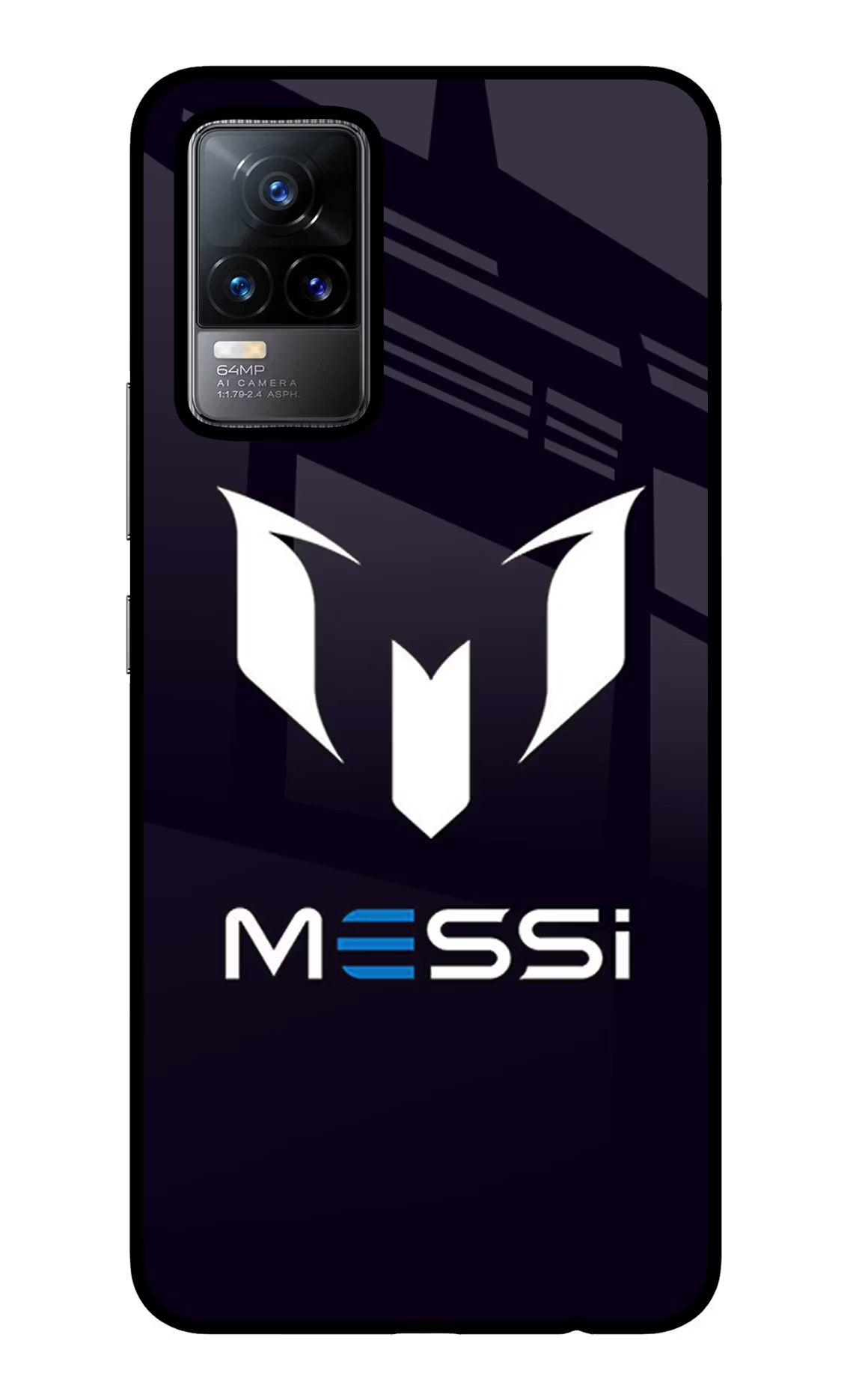 Messi Logo Vivo Y73/V21E 4G Glass Case Back Cover by Casekaro