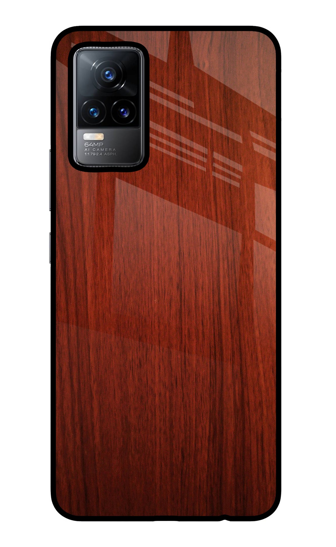 Wooden Plain Pattern Vivo Y73/V21E 4G Glass Case