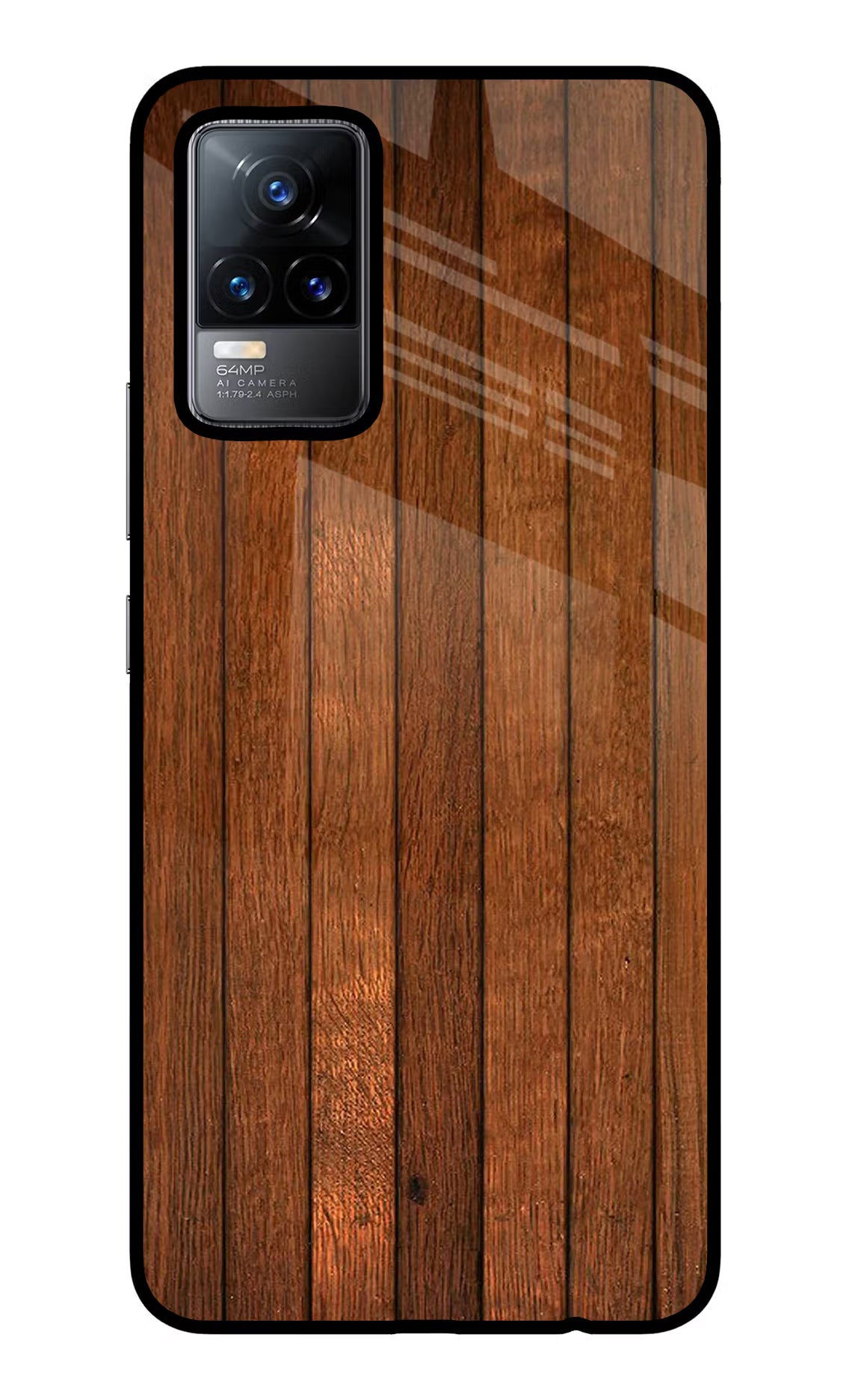 Wooden Artwork Bands Vivo Y73/V21E 4G Glass Case Back Cover by Casekaro