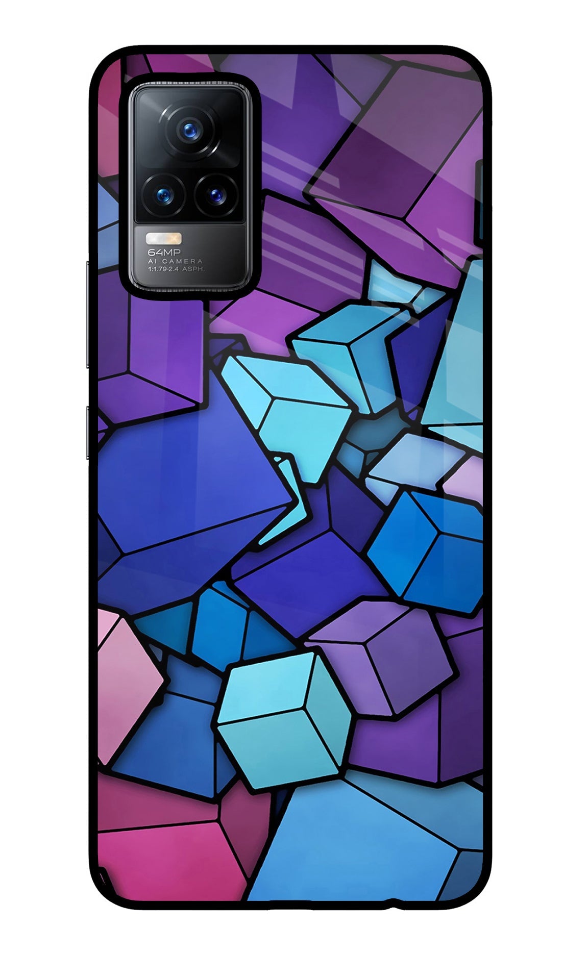 Cubic Abstract Vivo Y73/V21E 4G Glass Case