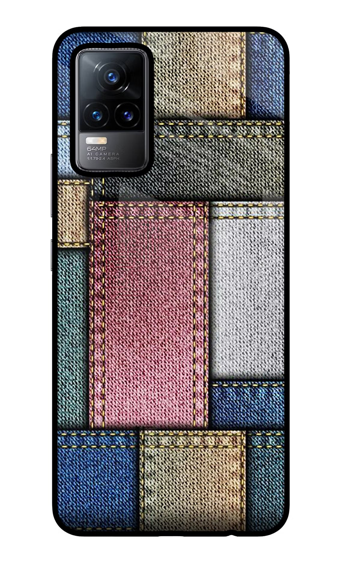 Multicolor Jeans Vivo Y73/V21E 4G Glass Case Back Cover by Casekaro