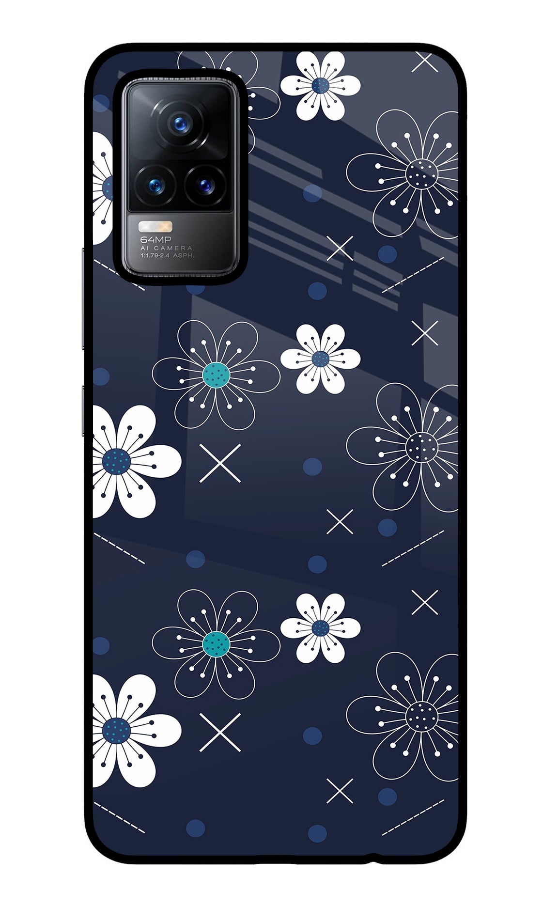 Flowers Vivo Y73/V21E 4G Glass Case