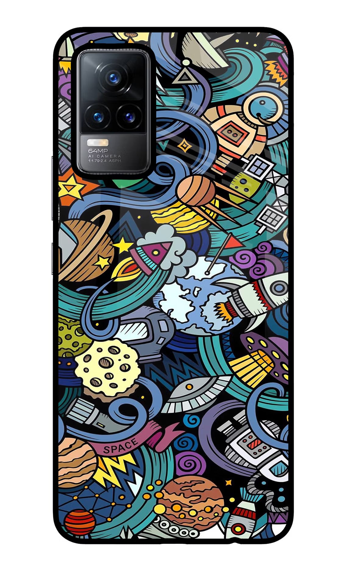 Space Abstract Vivo Y73/V21E 4G Glass Case Back Cover by Casekaro