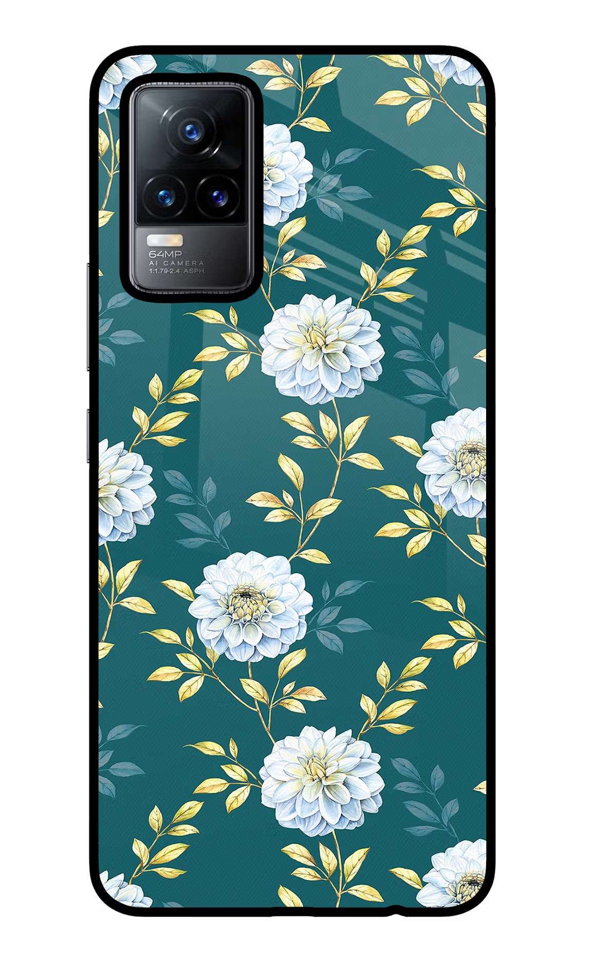 Flowers Vivo Y73/V21E 4G Glass Case Back Cover by Casekaro