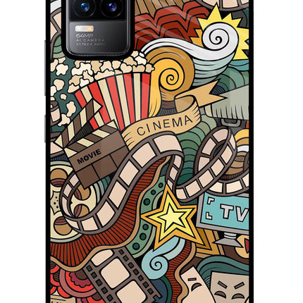 Cinema Abstract Vivo Y73/V21E 4G Glass Case Back Cover by Casekaro