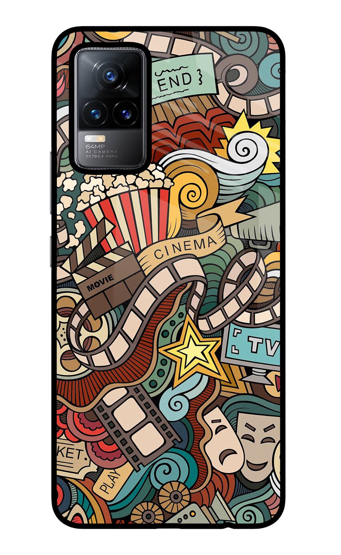 Cinema Abstract Vivo Y73/V21E 4G Glass Case Back Cover by Casekaro
