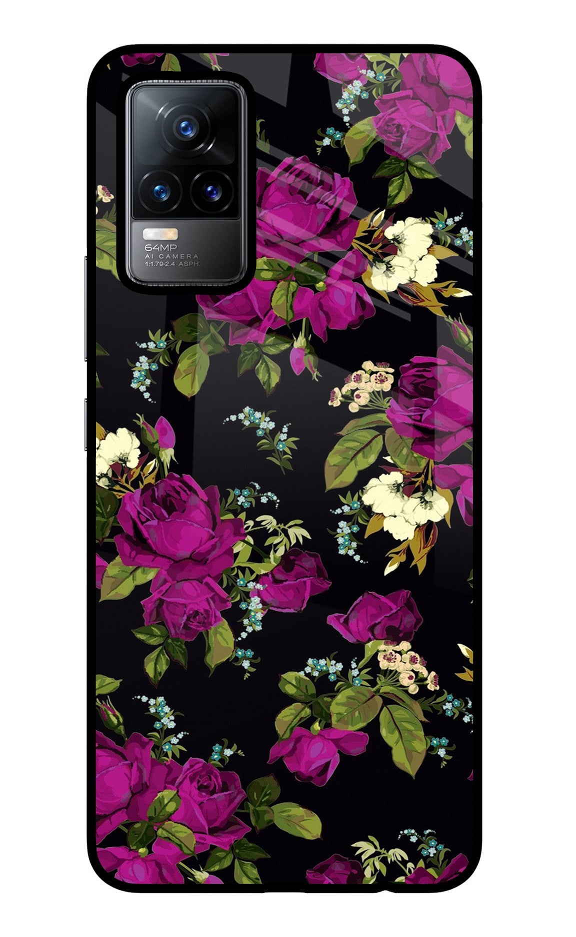 Flowers Vivo Y73/V21E 4G Glass Case