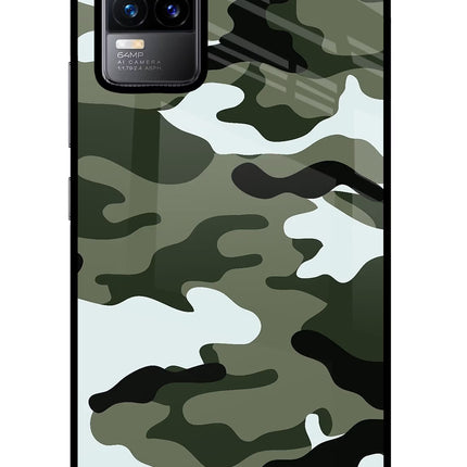 Camouflage Vivo Y73/V21E 4G Glass Case Back Cover by Casekaro