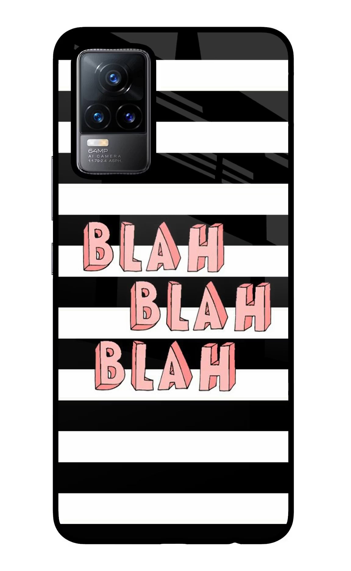Blah Blah Blah Vivo Y73/V21E 4G Glass Case Back Cover by Casekaro
