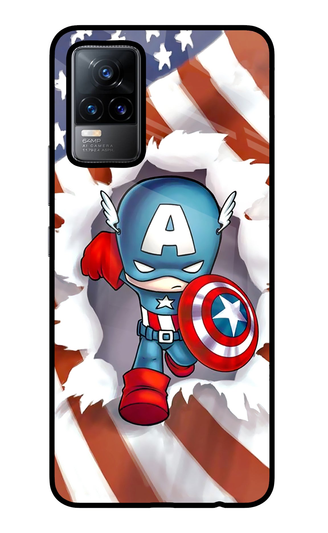 Captain America Vivo Y73/V21E 4G Glass Case