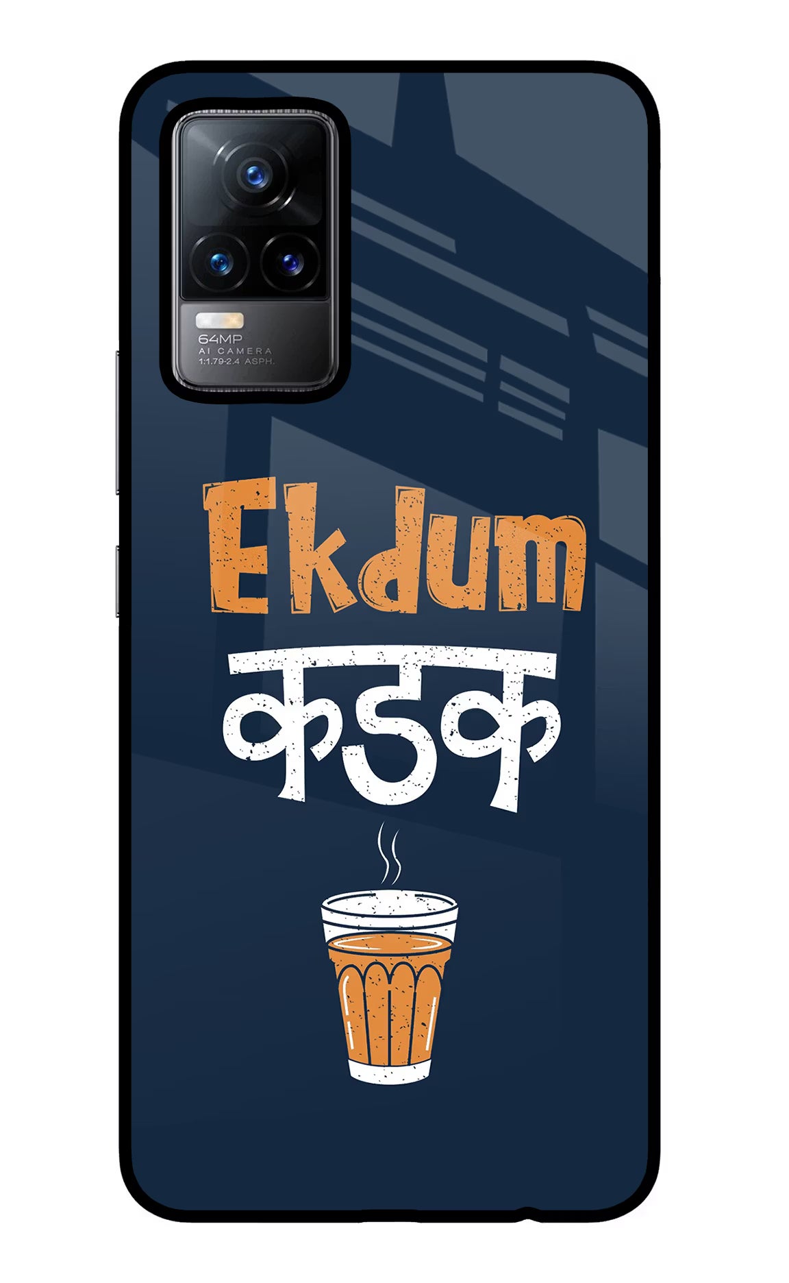 Ekdum Kadak Chai Vivo Y73/V21E 4G Glass Case Back Cover by Casekaro
